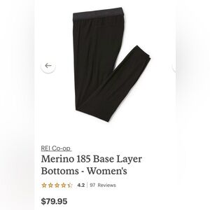 NWOT REI-COOP Merino 185 Base Layer Bottoms - Women's XL
